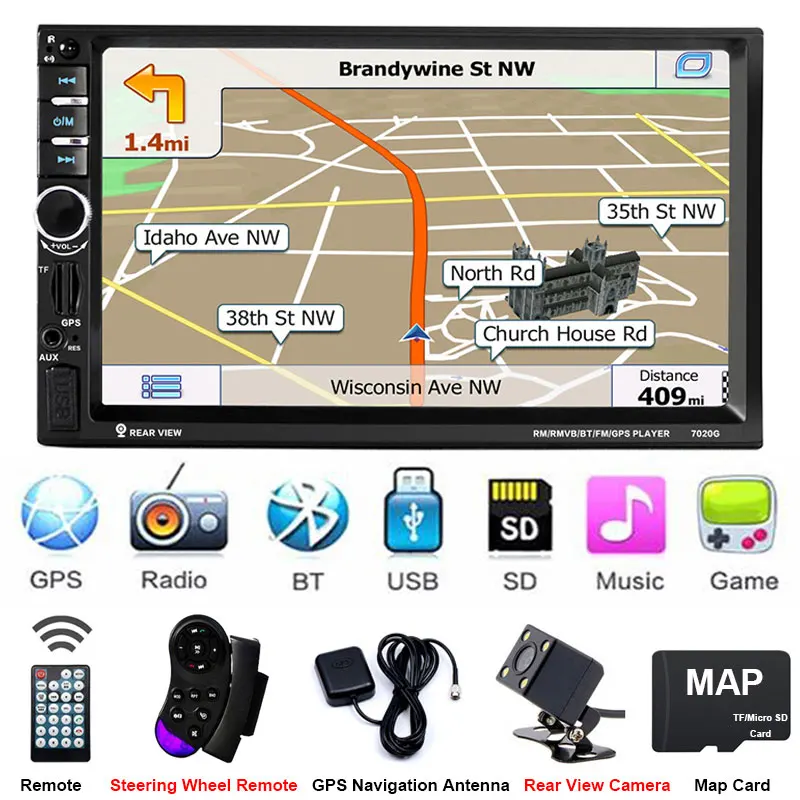 2Din gps камера заднего вида Центральная Multimidia 2 Din 7 ''Bluetooth MP5 MP3 музыкальный видео плеер Мультимедиа Радио авторадио Зеркало Ссылка - Цвет: C-Player MAP Camera