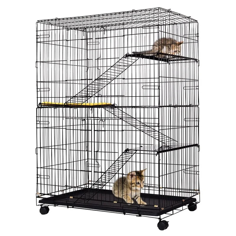 

4-Tier Cat Playpen Cat Cage Strong Metal Wire Portable Pet Playpen Animal Fence Cage Kennel Crate for Small Animals Kennel