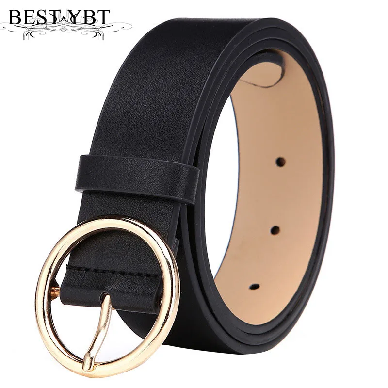 

Best YBT Women's Imitation Leather Belt Alloy Circular Pin Buckle Belt Personality Casual Solid Color Multicolor Optional Belt