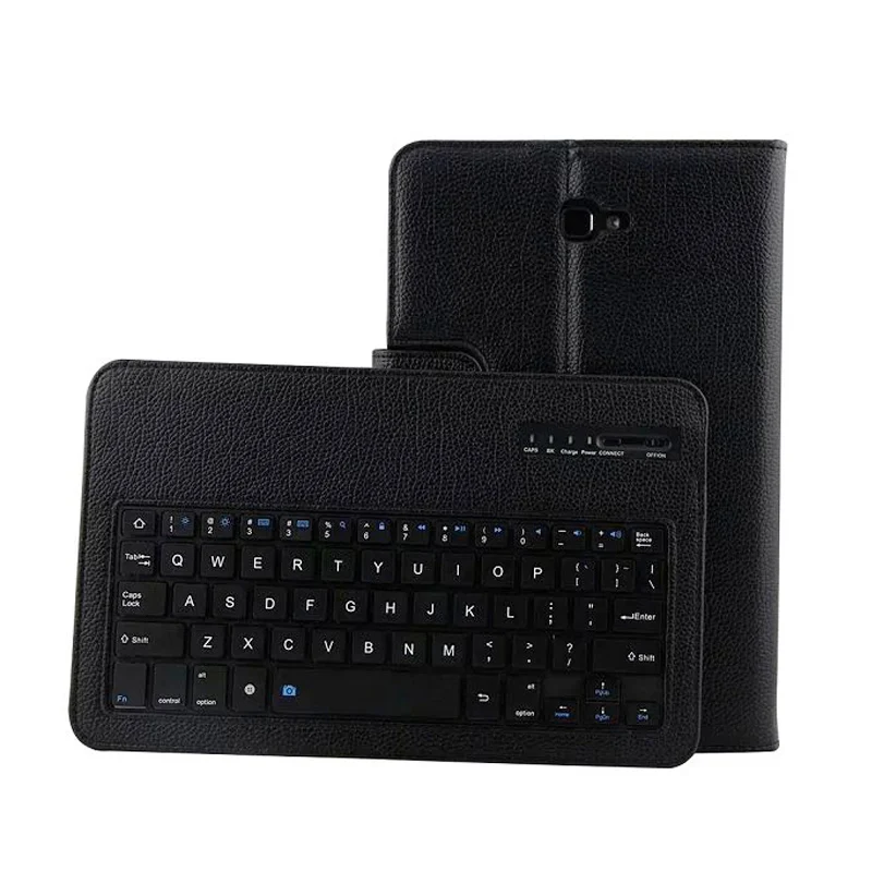 Bluetooth клавиатура чехол для Samsung Galaxy Tab A A6 10," SM T580 T585 искусственная кожа Отделяемая клавиатура kickstand funda чехлы - Цвет: Черный