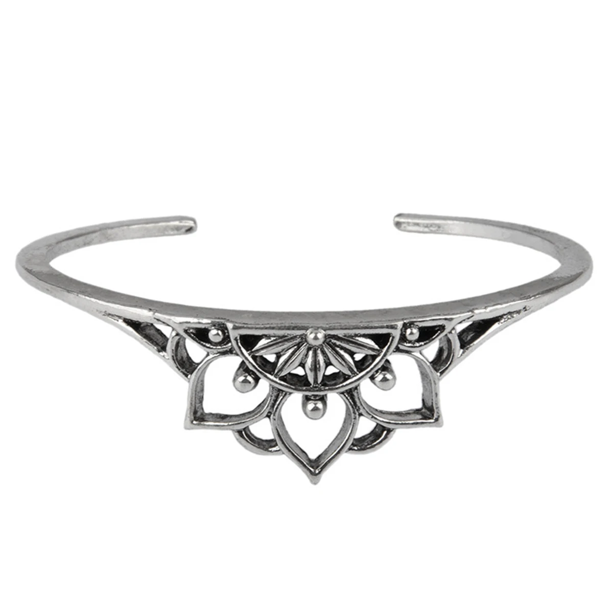 Women Boho Hollow Flower Ethnic Vintage Cuff Bangle Open Bracelet Jewelry