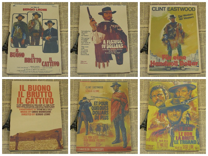 

A Fistful Of Dollars/For a Few Dollars More/The Good, the Bad and the Ugly/Classic Movie Poster/wall sticker/Kraft Poster