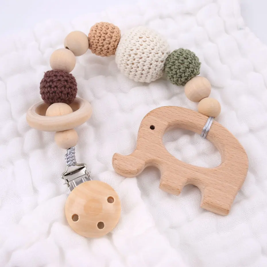 1PC Food Grade Wooden Elephant Pendant Crochet Beads Soother Clip Baby Shower Gift Infant Feeding Baby Accessories Pacifier Clip 1PC Food Grade Wooden Elephant Pendant Crochet Beads Soother Clip Baby Shower Gift Infant Feeding Baby Accessories Pacifier Clip