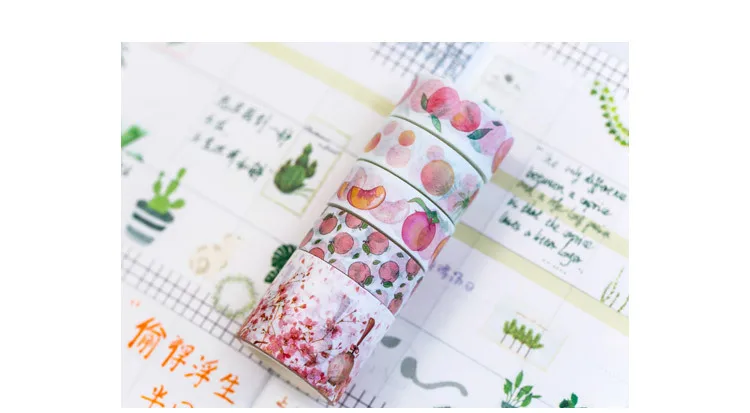 Японский милый васи лента подарочный набор (мм 15 мм * 4 рулона + мм 50 мм * 1 рулон) растение цветок Скрапбукинг маскирующая лента декоративная