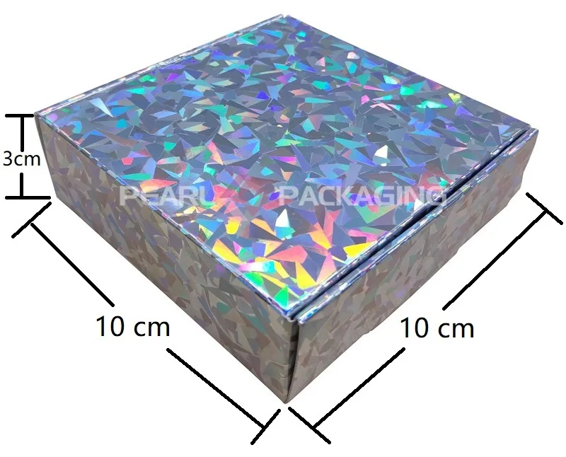 Мозаика голографическая Подарочная коробка Отражательная серебряная Лазерная упаковочная 20 шт./лот 10x10x3 см