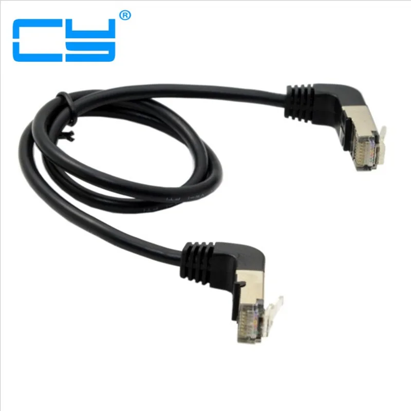 Двойной Угловой 90-градусный 8P8C FTP STP UTP Cat 5e Lan Ethernet сетевой патч-корд кабель 50 см |