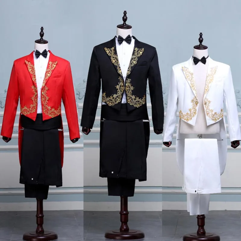 

Luxury Medieval Victorian Vintage Tuxedo Suit For Men Fancy Blazer Suit Male Halloween Conductor Costume For Men Plus Size 2XL