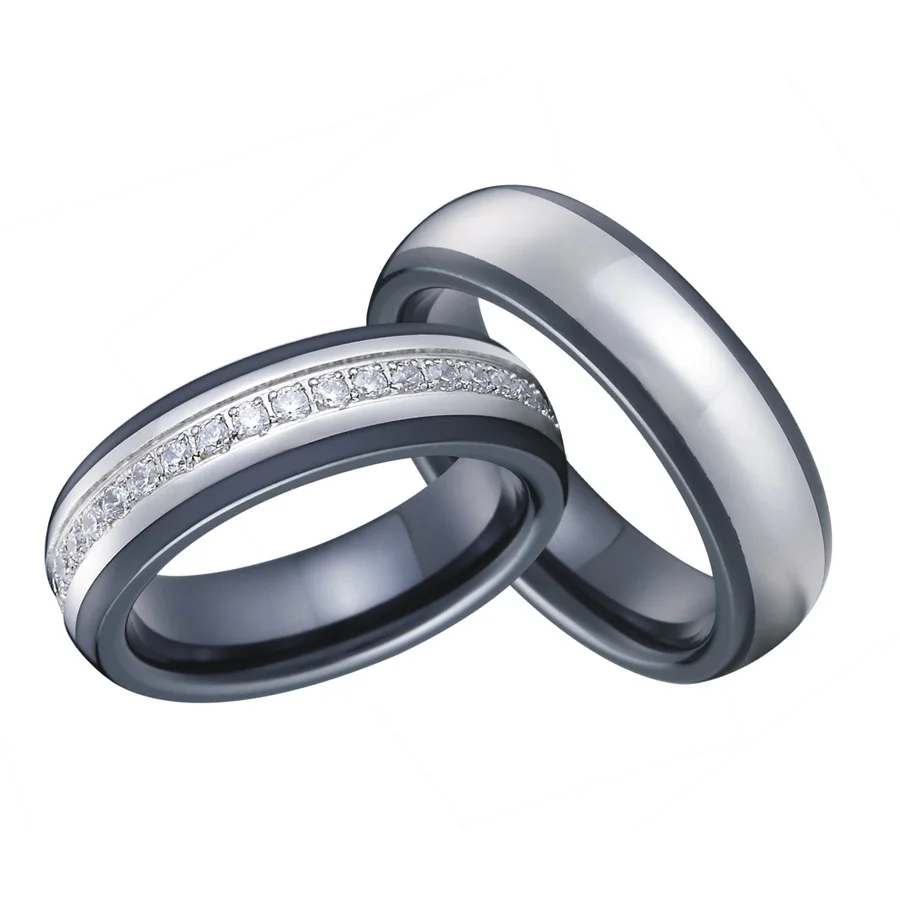 Luxury Custom Tailor Handmade Anium Inlay Black Ceramic Wedding Luxury Custom Tailor Handmade Anium Inlay Black Ceramic Wedding Bands S Promise Rings Set For Men And Women Alliance In From Jewelry