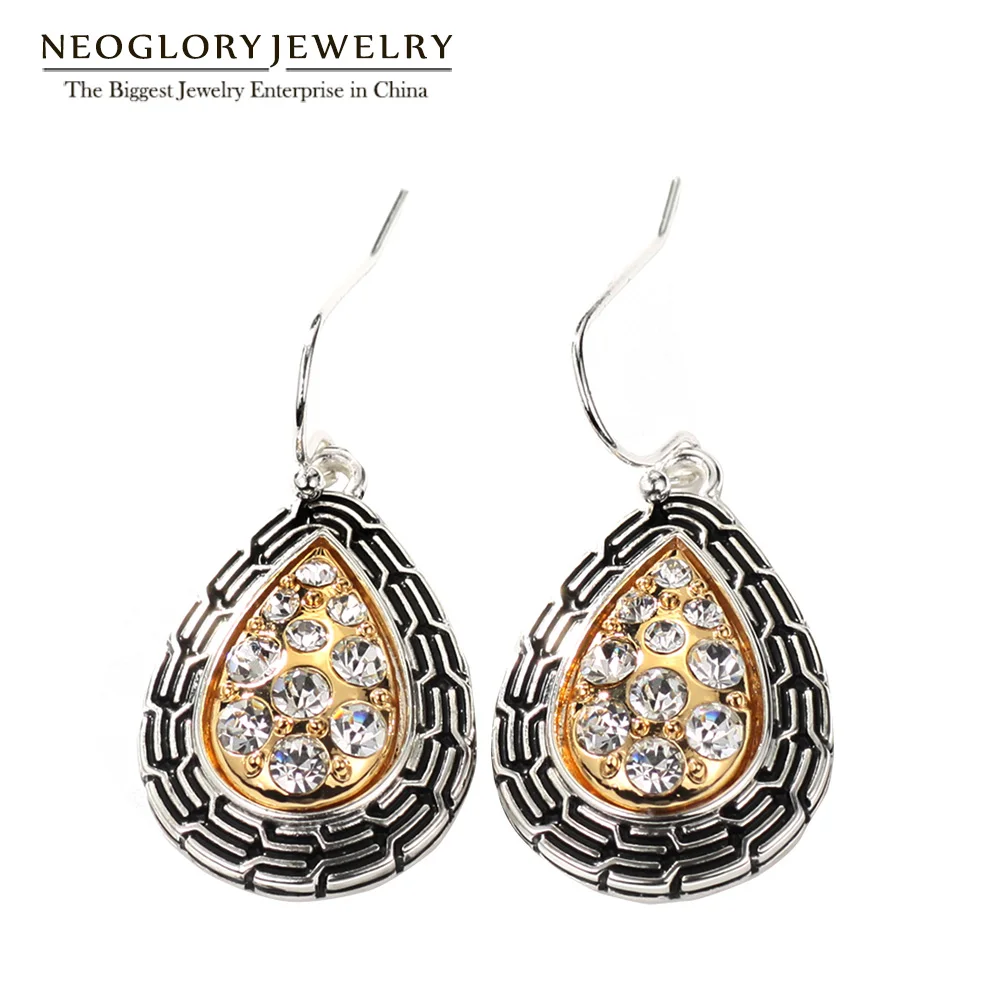

Neoglory Antique Silver Gold Color Plated Teardrop Drop Earrings for Women Rhinestone Allergy-Free Fashion Jewelry 2020 New FA