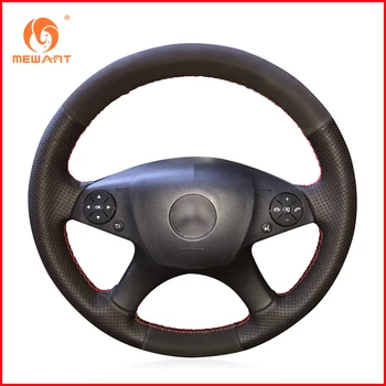 

MEWANT Black Genuine Leather Suede Steering Wheel Cover for Mercedes Benz W204 C-Class 2007-2010 C280 C230 C180 C260 C200 C300