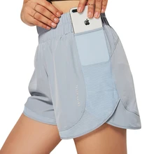 Для женщин летние охлаждения Обувь с дышащей сеткой свободный крой быстросохнущая мягкий мышцы пот шорты с Чехлы для телефона