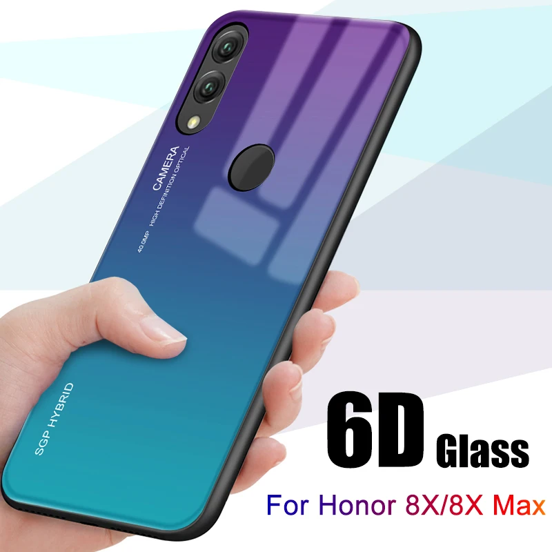 Gradient Tempered Glass Covers Coque Honor 8X Back Case for Huawei
