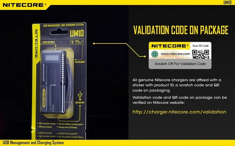 TOPSALE NITECORE умное зарядное устройство UM10 Digi зарядное устройство с ЖК-дисплеем Универсальное USB Питание Литий-ионная IMR батарея адаптер питания для путешествий