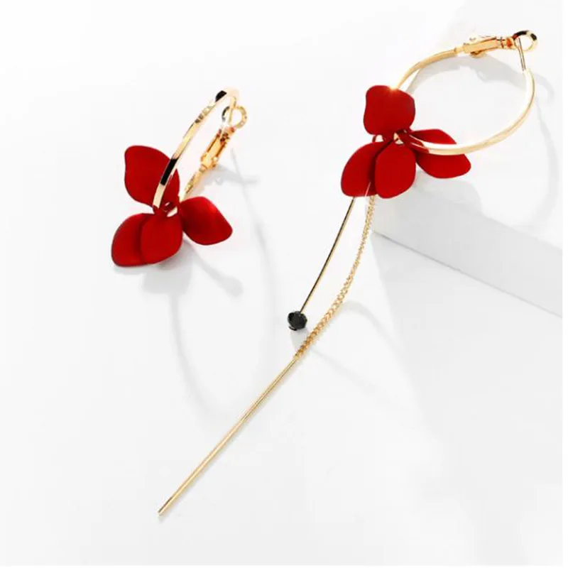 

Korea Fashion Big Flowers Drop Earrings For Women 2018 Statement Colorful Petal Circle Big Fancy Earrings Jewelry Oorbellen