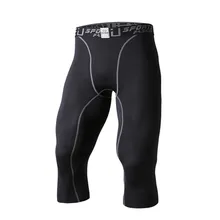 Мужские Леггинсы для бега, компрессионные штаны с базовым слоем, спортивные штаны для тренировок, футбола, фитнеса, спортзала, баскетбола, шорты 3/4, облегающие, для бега