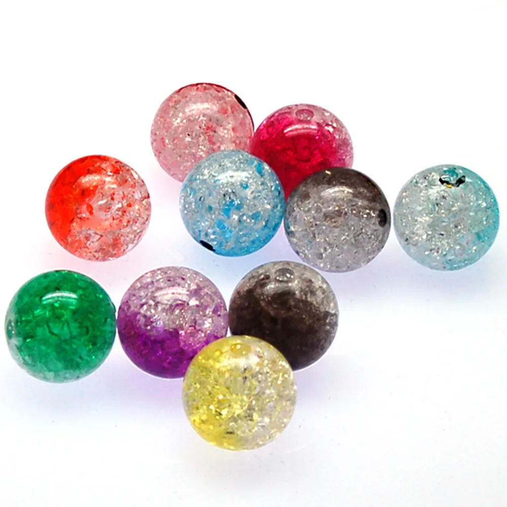 Loose beads 8mm random mixed crackled round beads double color crackle
