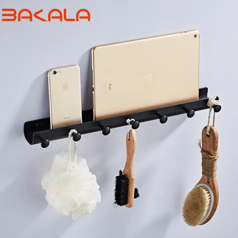 Negro Y Plateado Aluminio Ranura Ropa Colgador Pared Montado