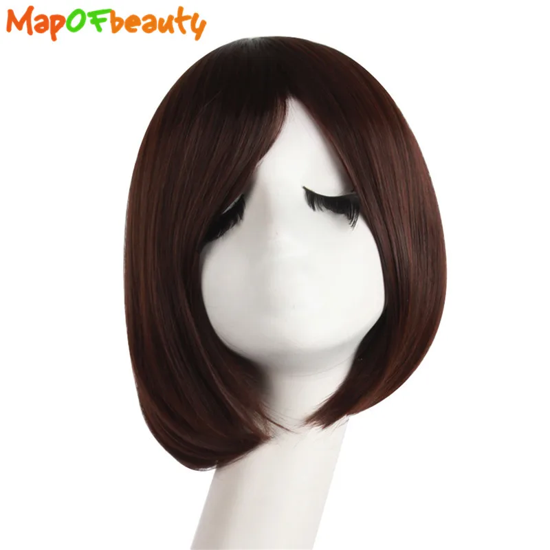 MapofBeauty 12 &quotкоричневый парик Боб прямые короткие парики для женщин термостойкие