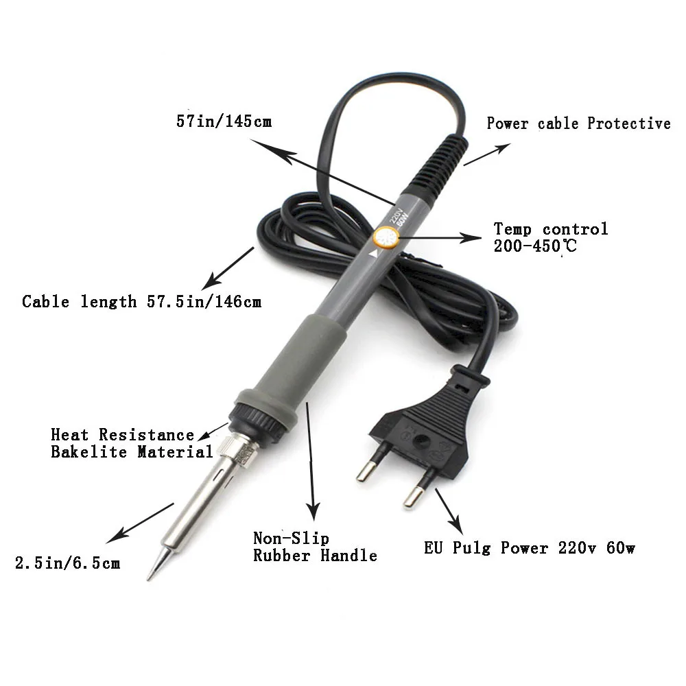 Электрический паяльник GEYOTAR 220 в 60 Вт с регулируемой температурой, инструменты для ремонта сварочных работ, ручные инструменты, паяльник с европейской вилкой