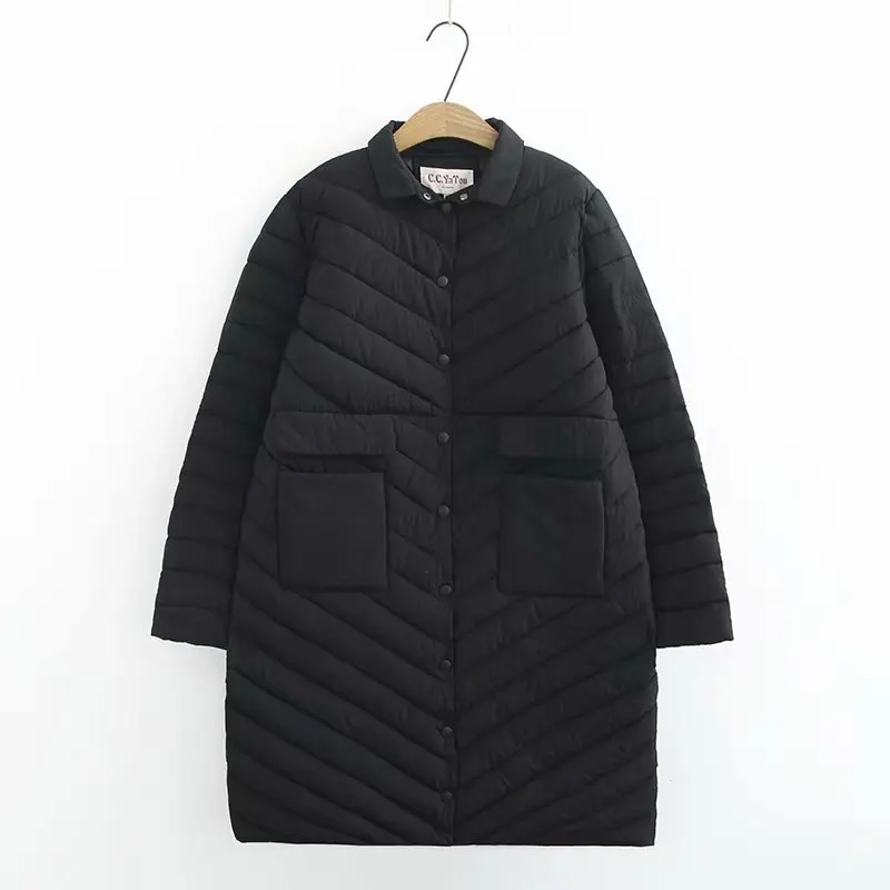 Le Coréenne rembourré Noir Coton Noir rouge Vêtements Vers Hiver Col Manteau Épaississement Lâche Parkas Coton Roulé Bas Outwear gris Long z4qWwAf