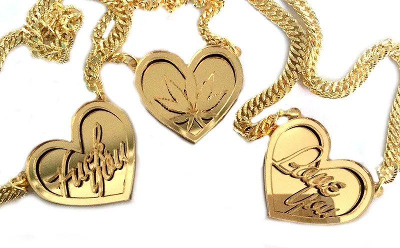 Колье с заказным именем персональный золотистый акриловый зеркальный кулон в виде сердца ожерелье для женщин/мужчин