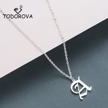 Todorova Old English Custom Capital Initial A-Z Letter Pendant Necklace Men Vintage Font Personalized Necklace Women Jewelry personalized capital letter pendant choker necklace old english font inital nameplate necklace golden color customized jewelry