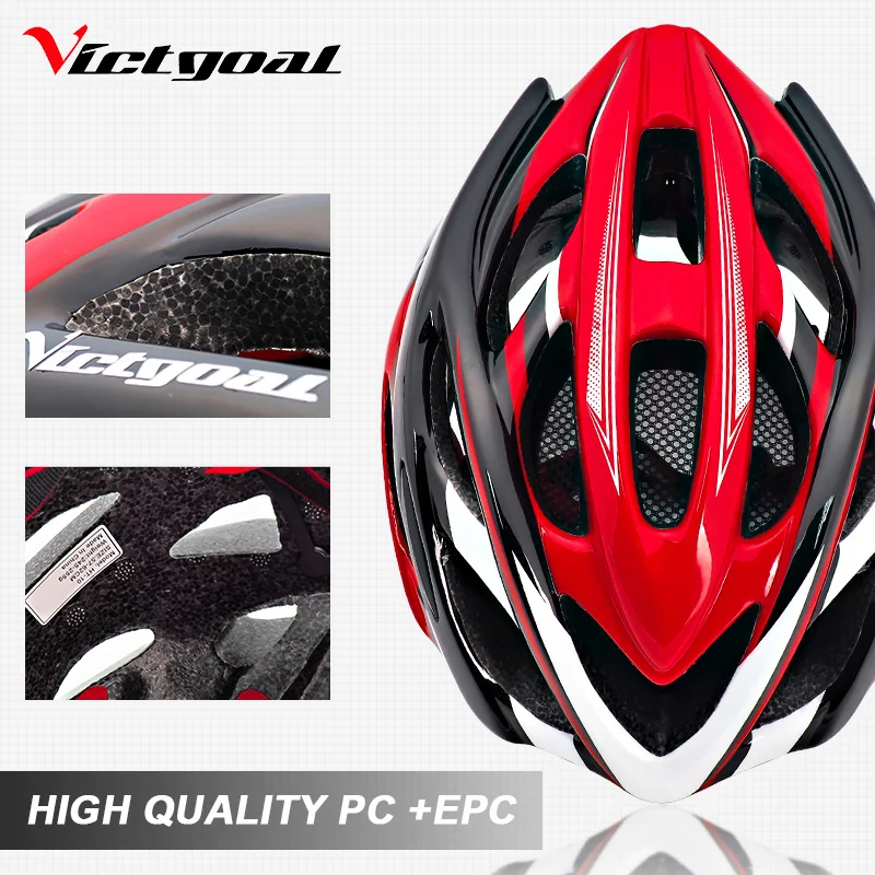 VICTGOAL Bicycle Helmet Light Cycling Helmet Sun Visor Led Backlight Safety MTB Mountain Road Bike Helmets Integrally Molded