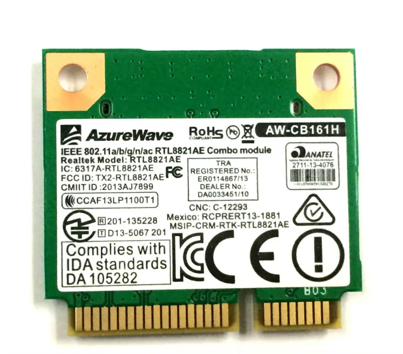 Azurewave AW-CB161N Беспроводной Wi-Fi RTL8821AE 802.11a/b/g/n/ac WiFi 2,4/5,0 ГГц Bluetooth 4,0 комбинированная карта превышает Intel 3160