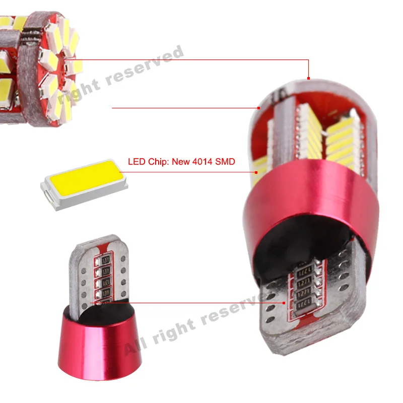 10 шт. T10 Led Canbus W5W 194 3014 57SMD белые Автомобильные светодиодные лампы для чтения