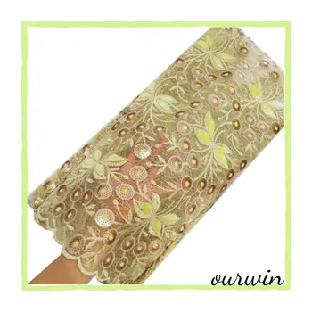 

New arrival yellow lace fabric sequin african lace fabric high quality embroidery african laces aso ebi style for bridal wedding