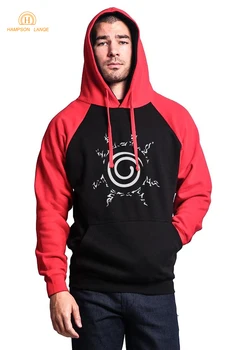 

HAMPSON LANQE Japan Anime Naruto Uzumaki Hoodies Men 2019 Autumn Winter Warm Fleece Harajuku Style Sweatshirts Raglan Hoodie Men