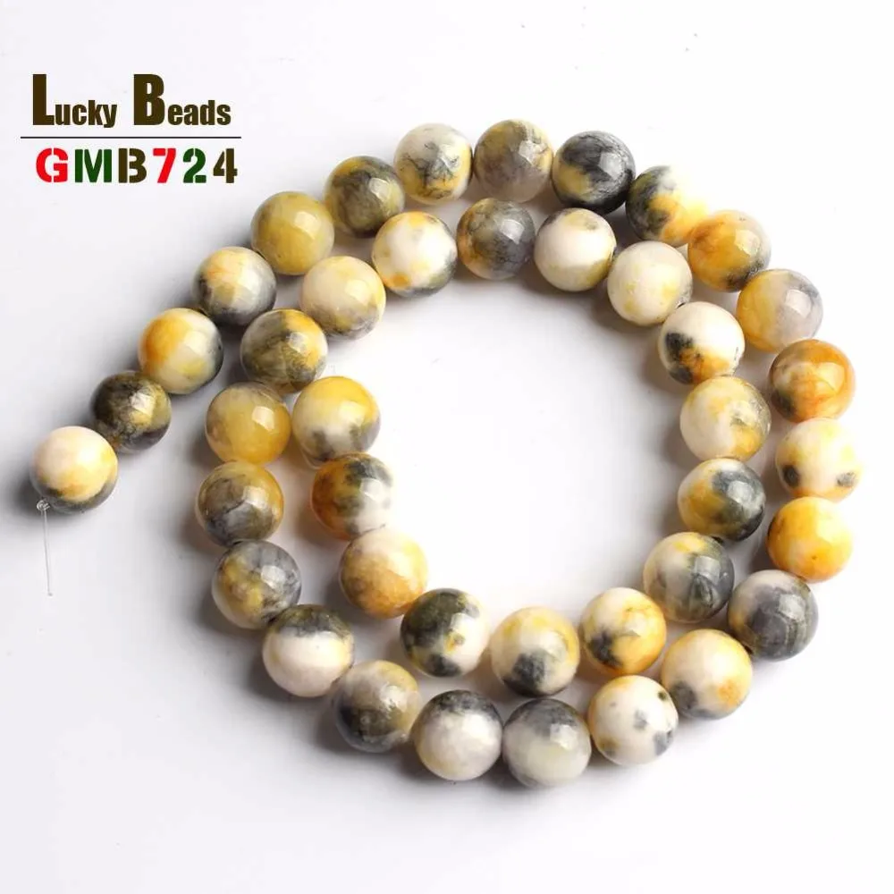 Бисер из натурального камня цветной облачный камень Нефритовый ручной работы F01867-10_3