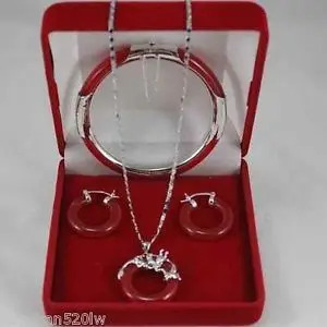 

hot sell new - Fast shipping Real natural jade pendant necklace earring bracelet set (A0511)