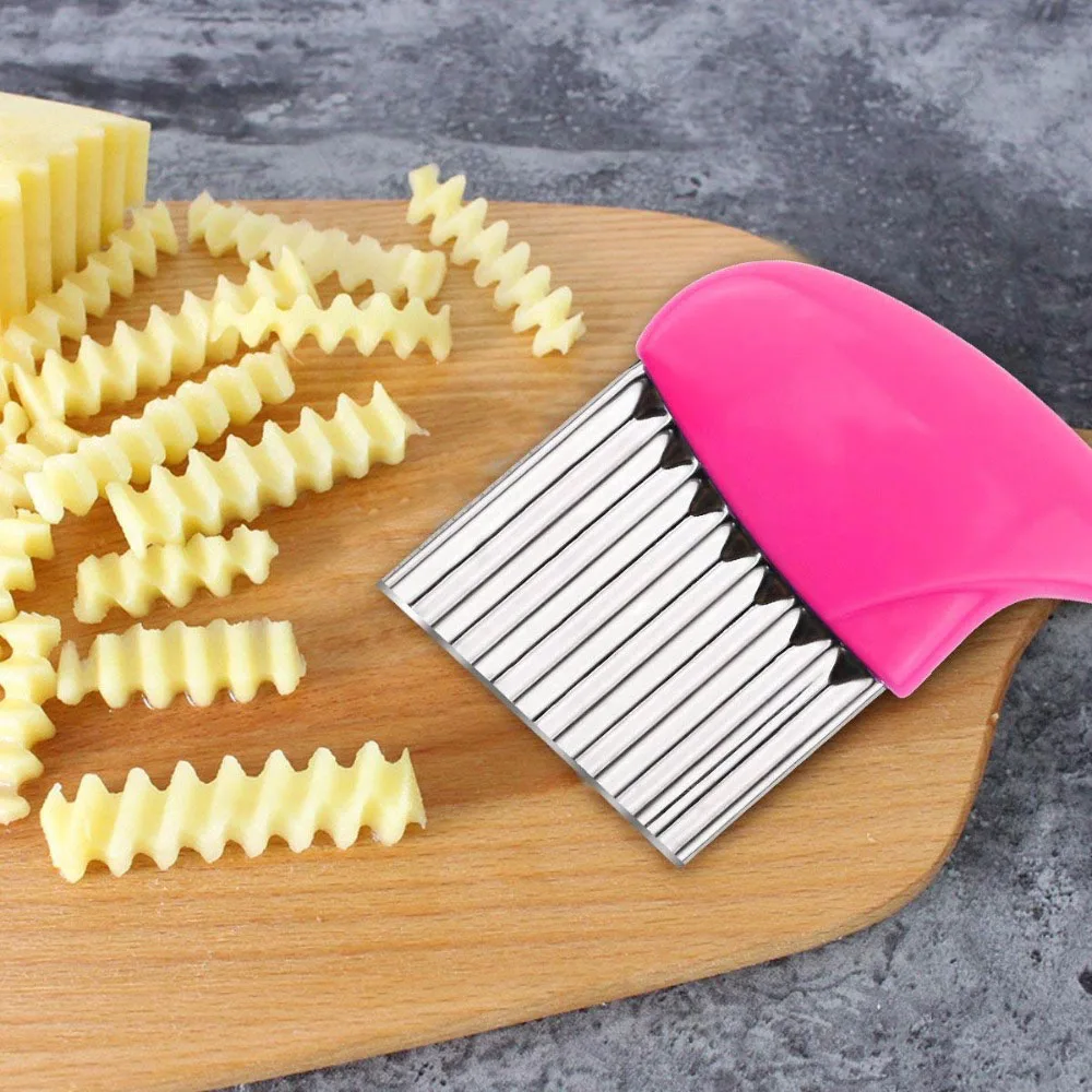 

Stainless Steel Vegetable Carrot Wavy Cutter Potato Cucumber Chips Slicer Knife Kitchen Tool Fruit Slicer Kitchen Gadget