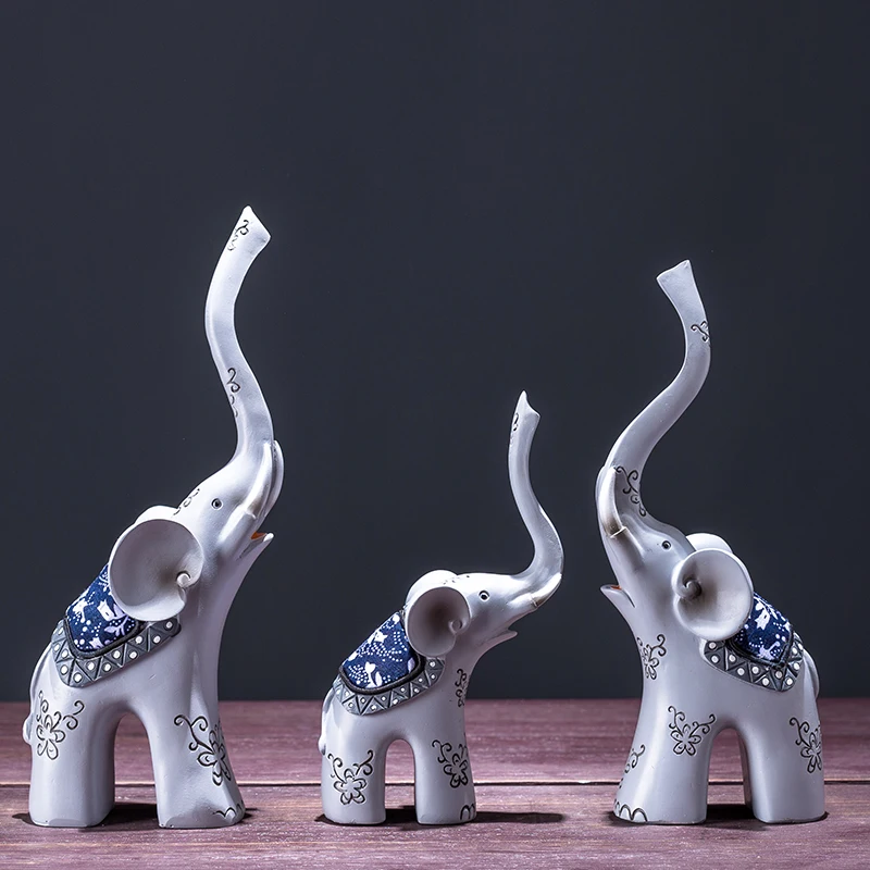 

3pcs/Set Modern Creativity Elephant Statue Home Office Decoration Sculpture Crafts Indoor Furnishing Articles