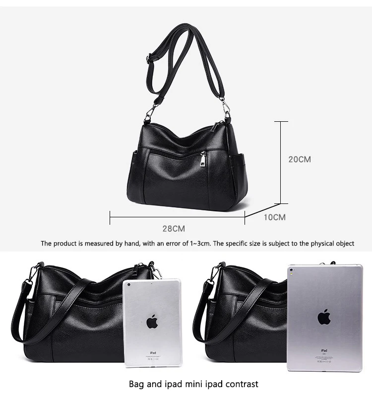 Модная женская темпераментная сумка на плечо из искусственной кожи черного цвета, женская элегантная Высококачественная сумка-мессенджер, мягкая простая женская сумка