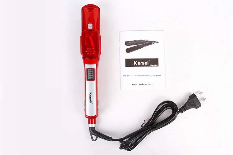 Kemei профессиональных Паровая выпрямитель для волос Расческа Flat Iron Керамика Утюг Электрический выпрямления волос Vapor бигуди