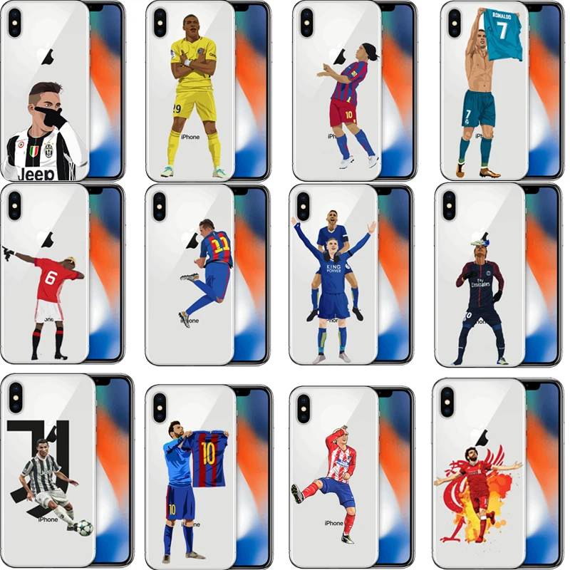 Cristiano Ronaldo Dybala Neymar Mbappe Salah Griezmann Football Jersey para iphone 4 5 6 7 8 Plus X XR XS max Rigido PC Case