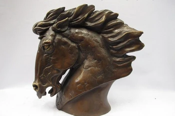 

11" Chinese Feng shui Bronze Horse Head Home Auspicious decoration statue