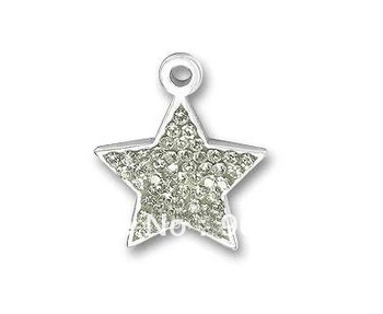 

100pcs a lot fashion silver alloy pave star charms