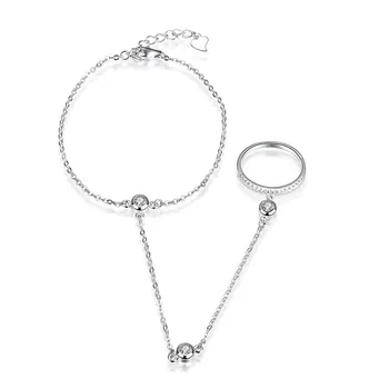 

Statement Cubic Zircon Finger Ring Bracelets for Women Pulseras Mujer 925 Sterling Silver Wedding Crystal Charm Femme Jewelry