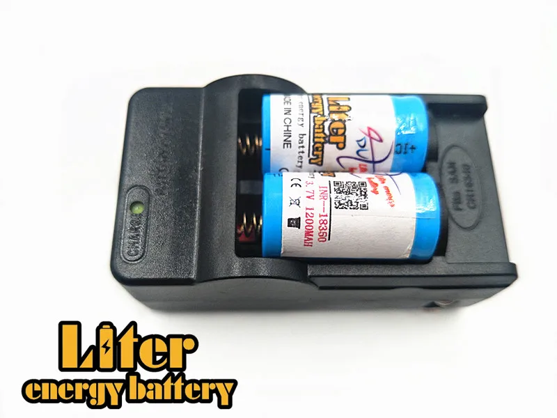 Литровая батарея ICR 18350 литиевая 3 7 V 1200mAh перезаряжаемая + зарядное устройство для