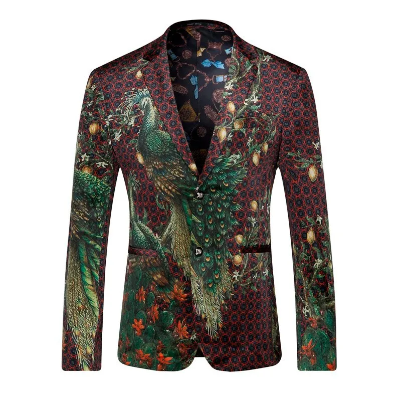 Wholesale Men Blazers And Jackets 2016 Peacock Printed Blazer Men ...