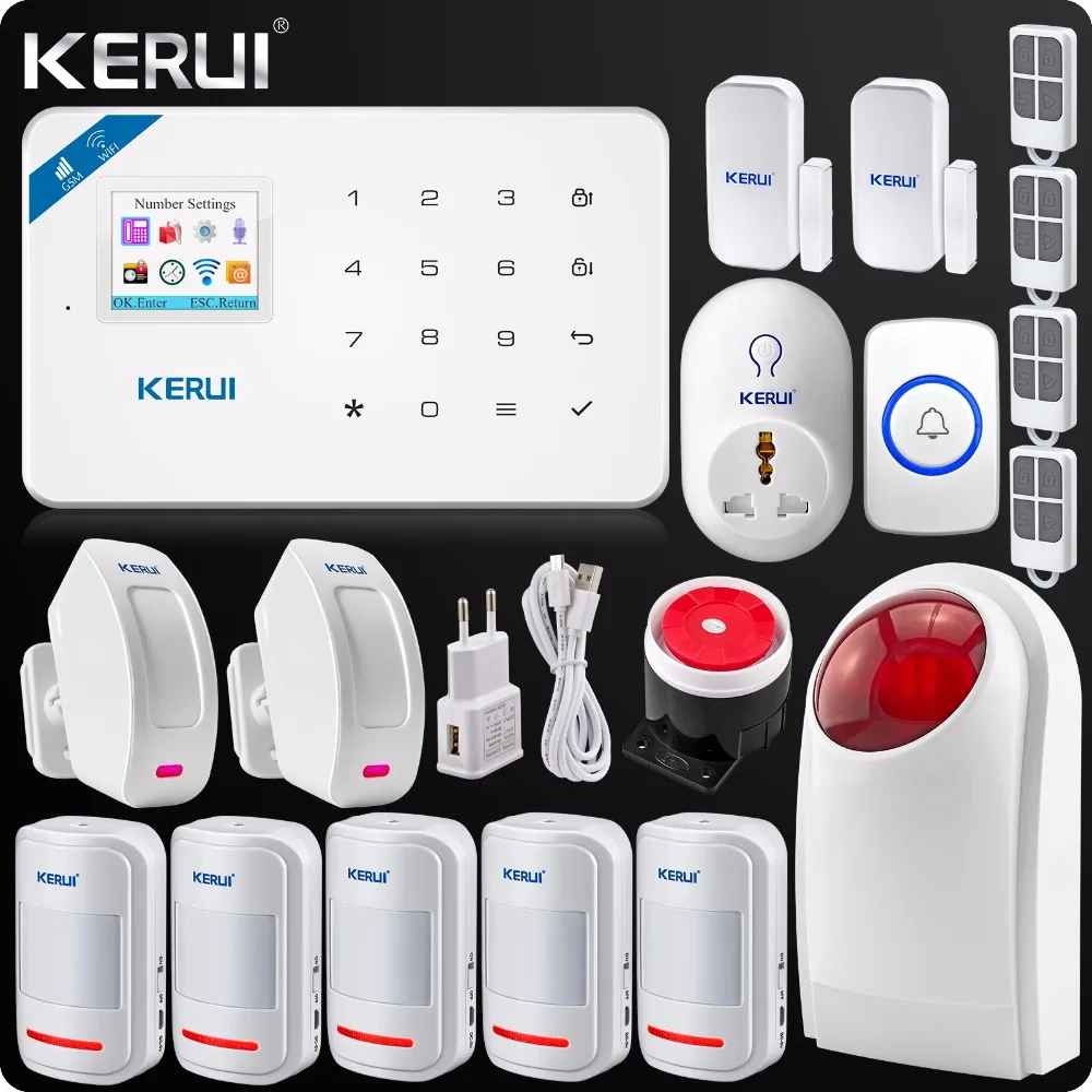 2017 New W18 Wireless Wifi GSM LCD GSM SMS Burglar Alarm System Wireless Flash Siren Curtain