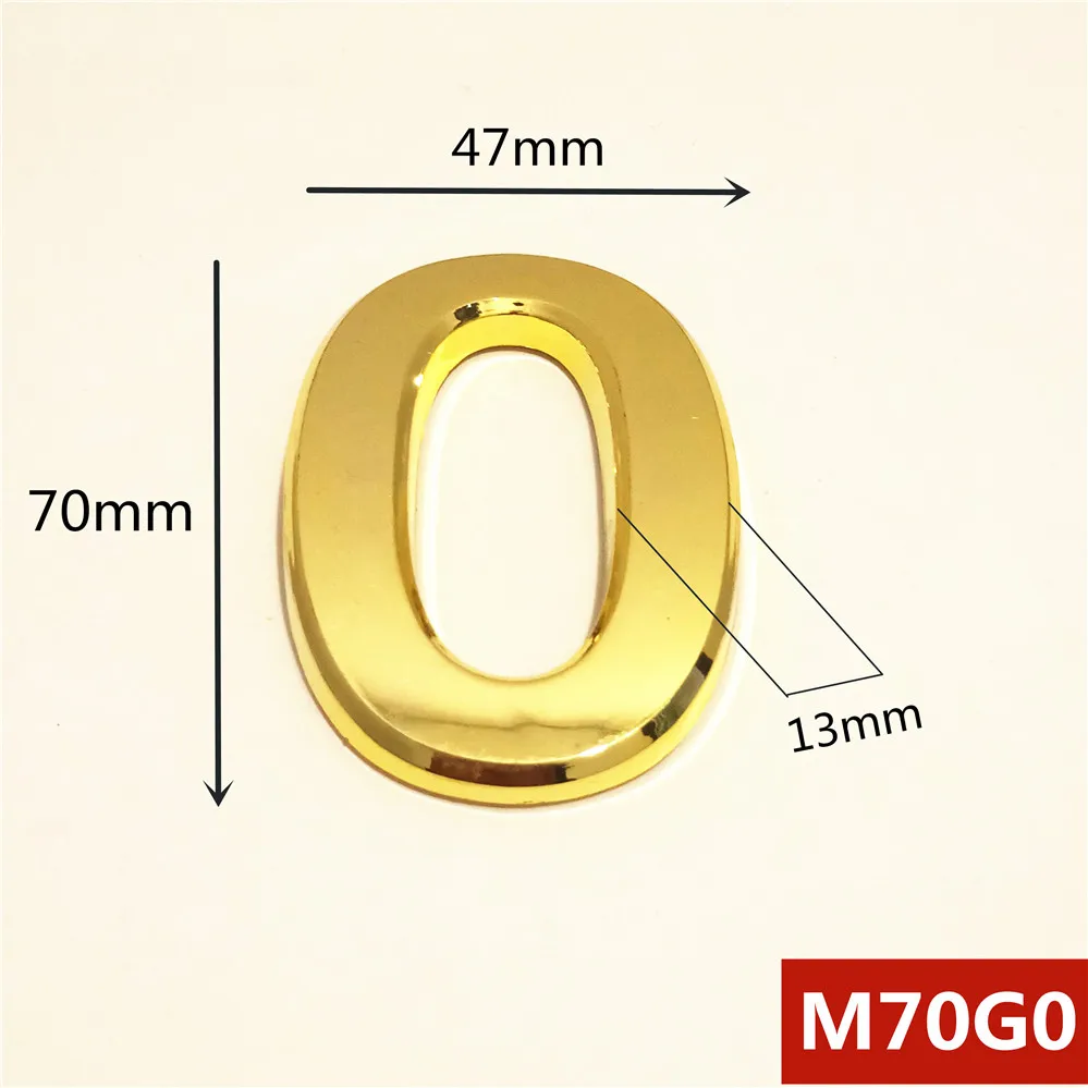 M70G亮金70mm塑料门牌=0号