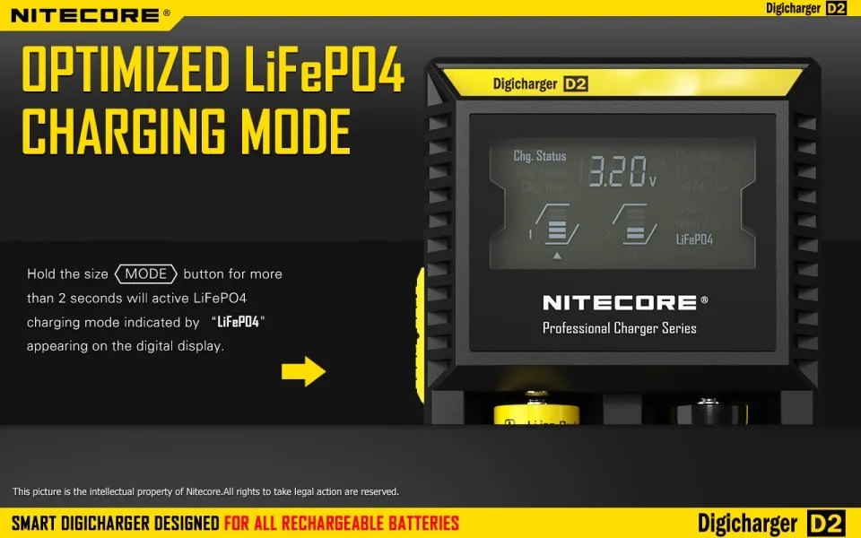 Nitecore D2 Digi Зарядное устройство ЖК-дисплей интеллектуальная схема глобального страхования Li-Ion 18650 26650 16340 14500 AA AAA автомобиля Батарея Зарядное устройство ЕС