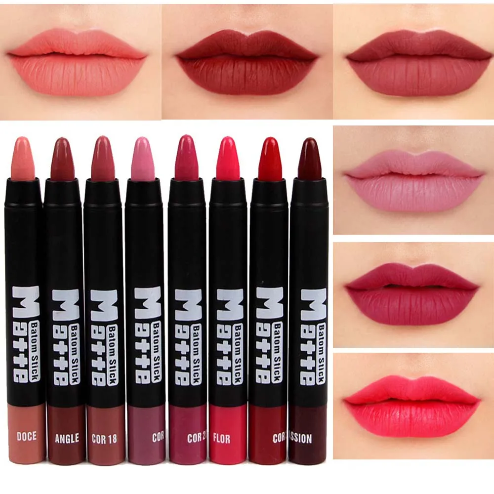 

Miss Rose Brand New Matte Lipstick Lip Tint Makeup Women Levre Cosmetic Long Lasting Waterproof Red Batom Velvet Lipstick Crayon