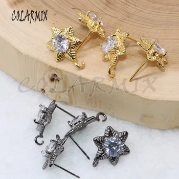 

10 pairs star shape stud accessories earring making jewelry finding with big zircon mix color fashion jewelry finding studs 487