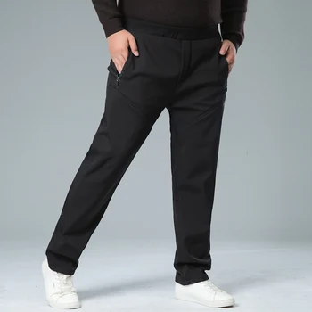 

Men Fleece Thick Pants Outside Winter Velvet Warm Thermal Mens Wool Sweatpants Heavyweight Zipper Trousers male joggers 8XL 7XL