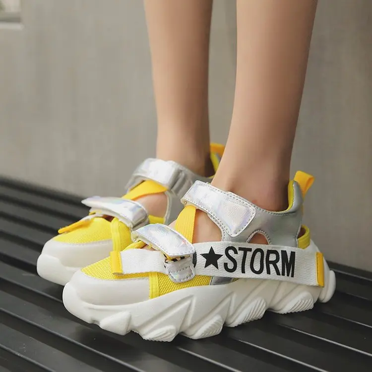 

Korean version of the summer new mesh thick-bottomed muffin small white shoes women's casual shoes single shoes.